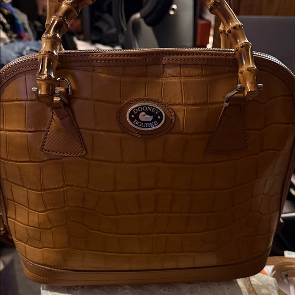 Dooney & Bourke Handbags - Dooney & Bourke Tan Croc-Embossed Satchel